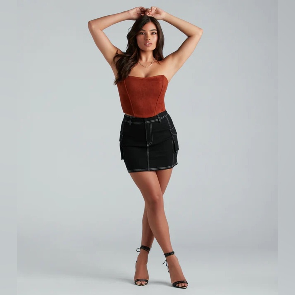 NWT Windsor Take Action Twill Cargo Mini Skirt Size Small